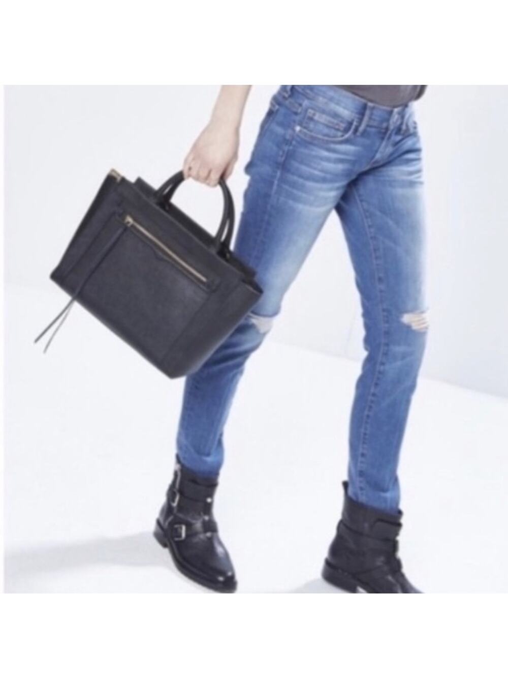 REBECCA MINKOFF Purse Monroe Tote Shoulder Bag Satchel Leather Gold Hardware